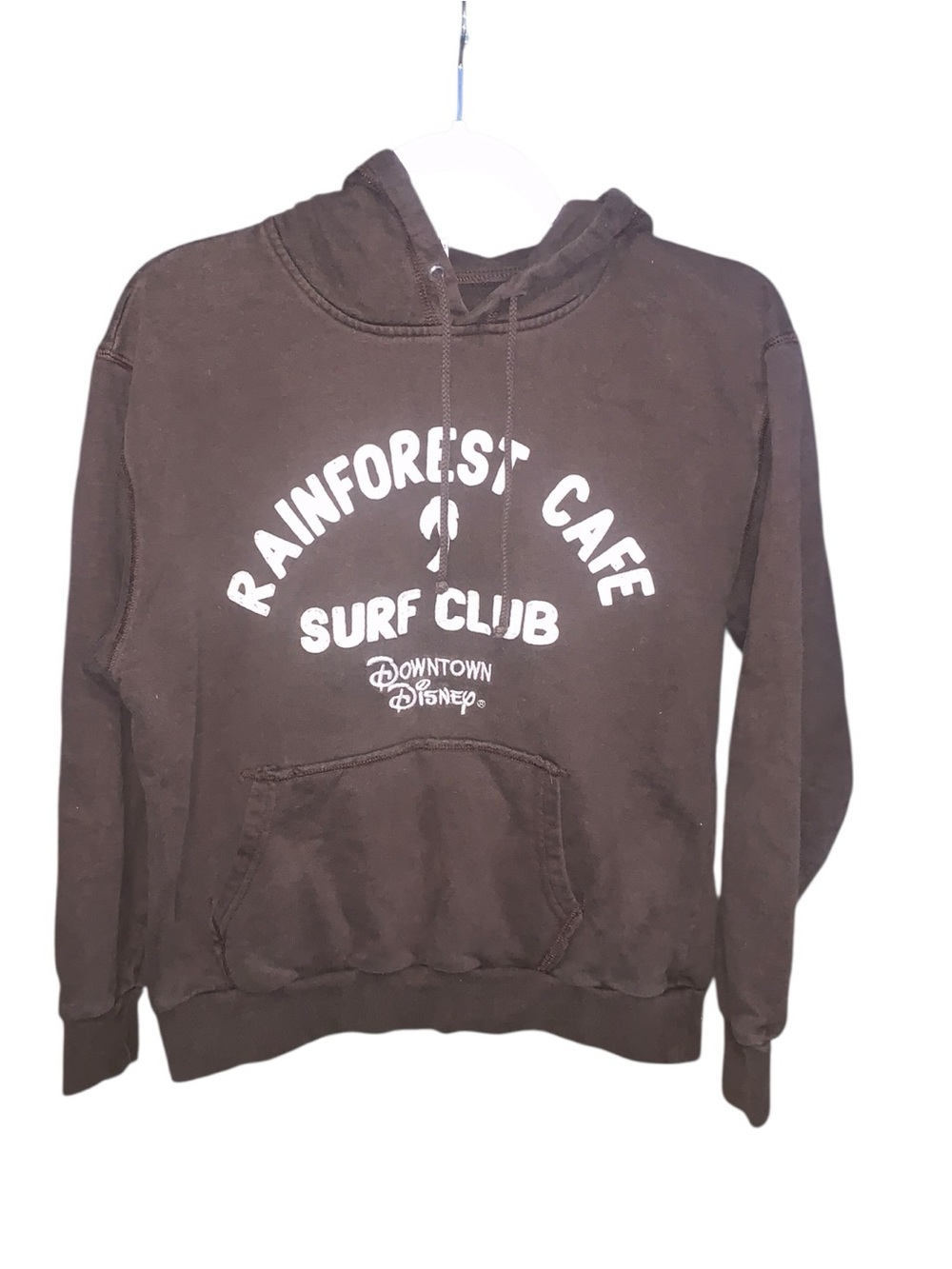 Downtown Disney Rainforest Cafe Surf Club Souvenir Brown Hoodie Sweatshirt